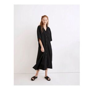 Madewell Lightestspun Cover-Up Maxi Shirtdress Black